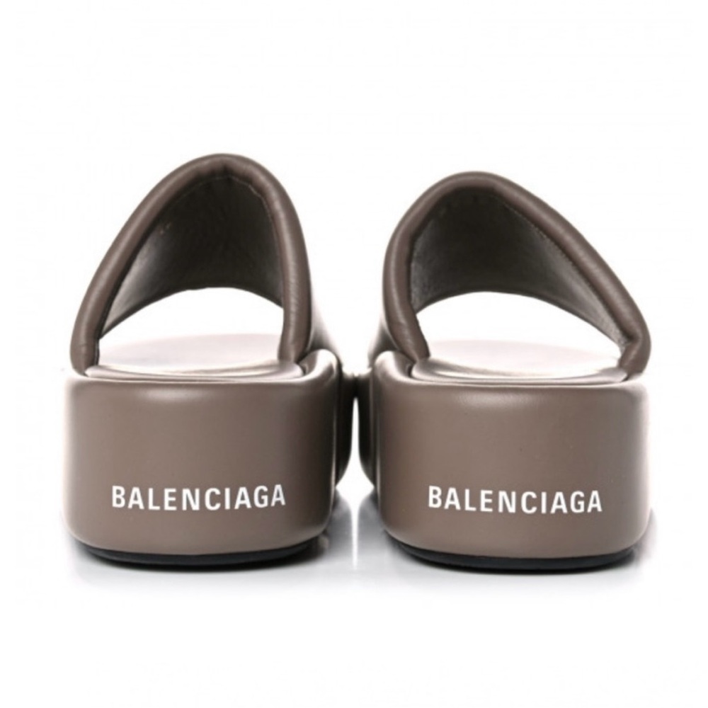 NIB Balenciaga Rise Platform Sandals Slides sz 39 leather $695 color is beige - Picture 4 of 8